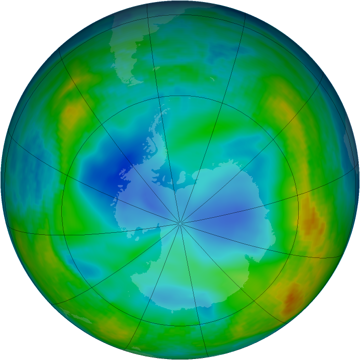 Antarctic ozone map for 15 June 1994